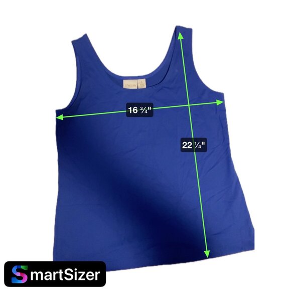 Chico's Blue Sleeveless Deep Scoop Neck Tank Top SZ Medium - Picture 5 of 6